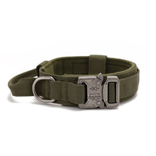 L Army-green Heavy Duty Tactical Dog Collar | Military Grade Nylon with Zinc Alloy Quick-Release Buckle | Padded Training Collar for Medium to Large Breeds