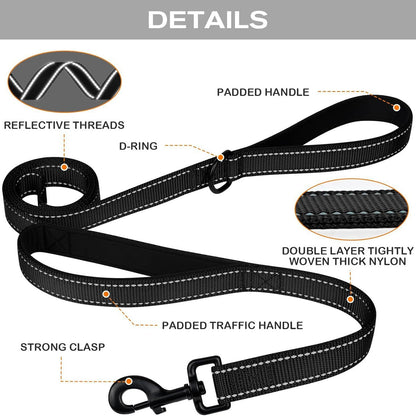 Blue 2.5 Meter Heavy Duty Reflective Dog Leash | Double Padded Traffic Handle | Anti-Chafe Tightly Woven Nylon for Large Dogs - view 2