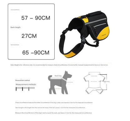 Orange Reflective Dog Saddle Harness with Storage Bags - Adjustable Pet Backpack for Outdoor Adventures - view 3