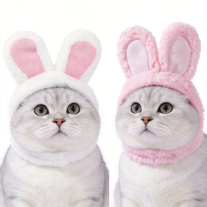 2 Pcs Pink Adorable Bunny Ears Cat Hat – Soft Plush Pet Costume Headband for Cats - view 2