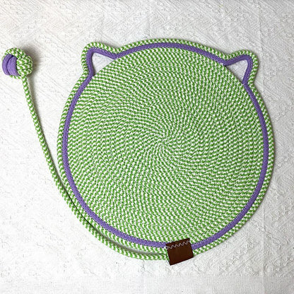 Green Durable Cat Scratching Mat with Attached Toy Ball - Washable and Multi-Functional, Ideal for Cats' Scratching and Sleeping - 50cm Diameter - view 6