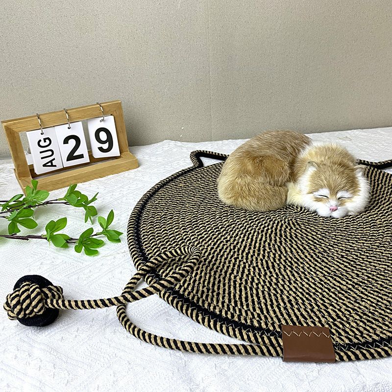 Pink Durable Cat Scratching Mat with Attached Toy Ball - Washable and Multi-Functional, Ideal for Cats' Scratching and Sleeping - 50cm Diameter - view 3