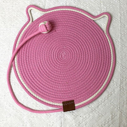 Pink Durable Cat Scratching Mat with Attached Toy Ball - Washable and Multi-Functional, Ideal for Cats' Scratching and Sleeping - 50cm Diameter - view 5