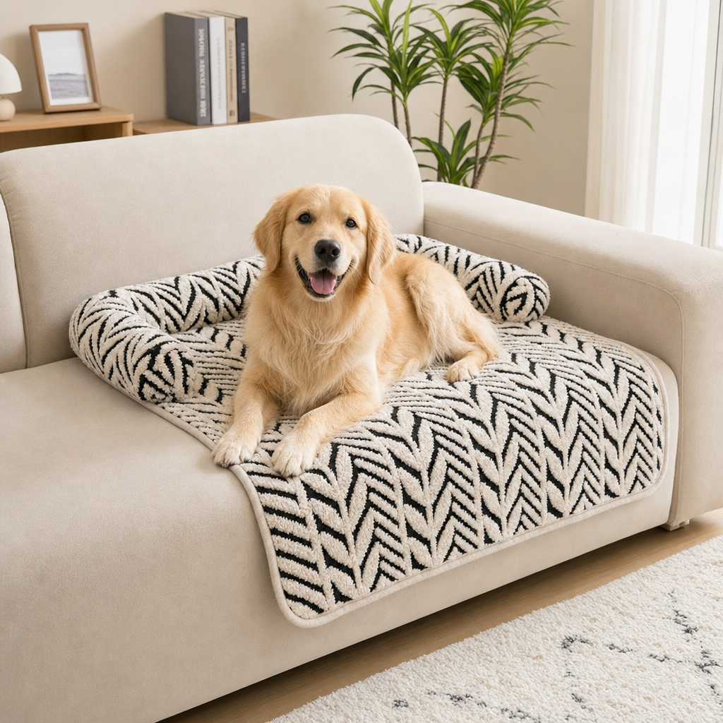Black Plush Pet Bed Mat - 60 x 80 cm Polyester Fibre - Thickened Soft Cushion, Scratch Resistant Surface, Non Slip Base for Cats and Dogs - view 4