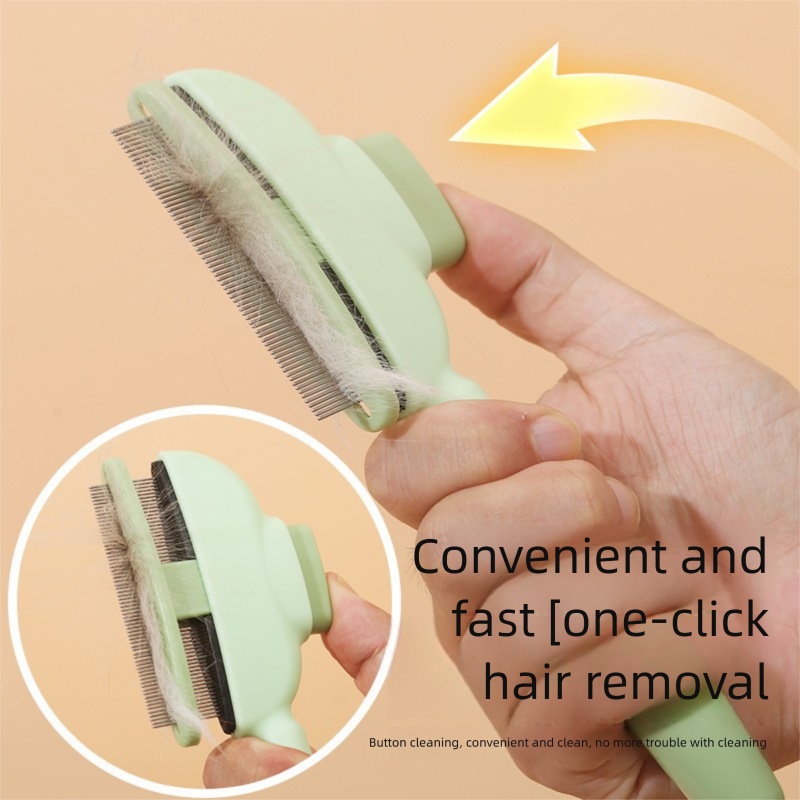 2-Pack Self-Cleaning Pet Grooming Comb with Stainless Steel Teeth, ABS Handle for Dogs and Cats – Easy Hair Removal & Flea Control - view 3