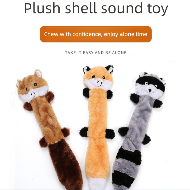 2-Pack Yellow raccoon Identical Plush Pet Toys with Squeaker – Durable Fur-Textured Chew Toys for Dogs, Ideal for Teething, Play & Stress Relief - view 2