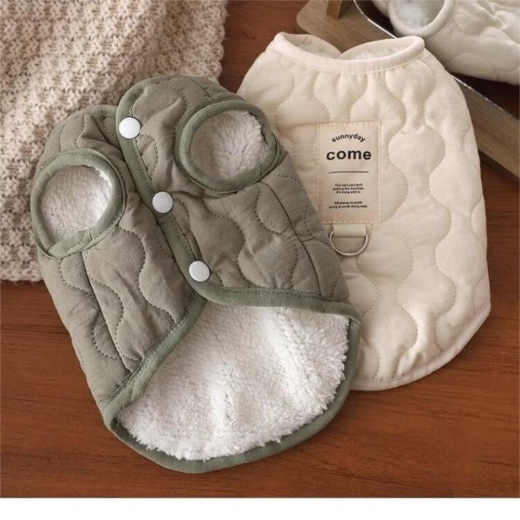 Green Winter Dog Vest for Small and Medium Breeds – Thickened Warm Quilted Coat with Soft Fleece Lining, Adjustable Fit for Dogs and Cats(Size: S) - view 3
