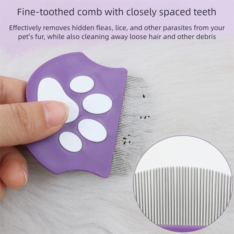 Blue Pet Grooming Comb – Fine-Toothed Flea Remover with Non-Slip Grip for Cats and Dogs - view 4