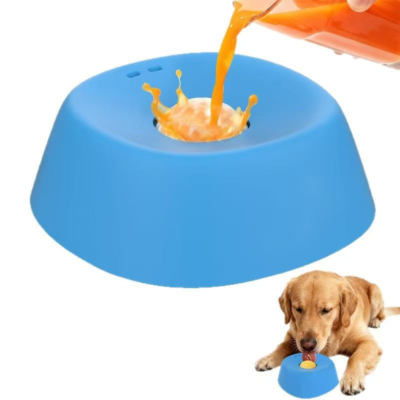 Blue bowl, orange ball Slow Feeding Dog Bowl with Built-In Rolling Ball – Anti-Spill Pet Lick Dish for Healthy Eating Habits - view 2