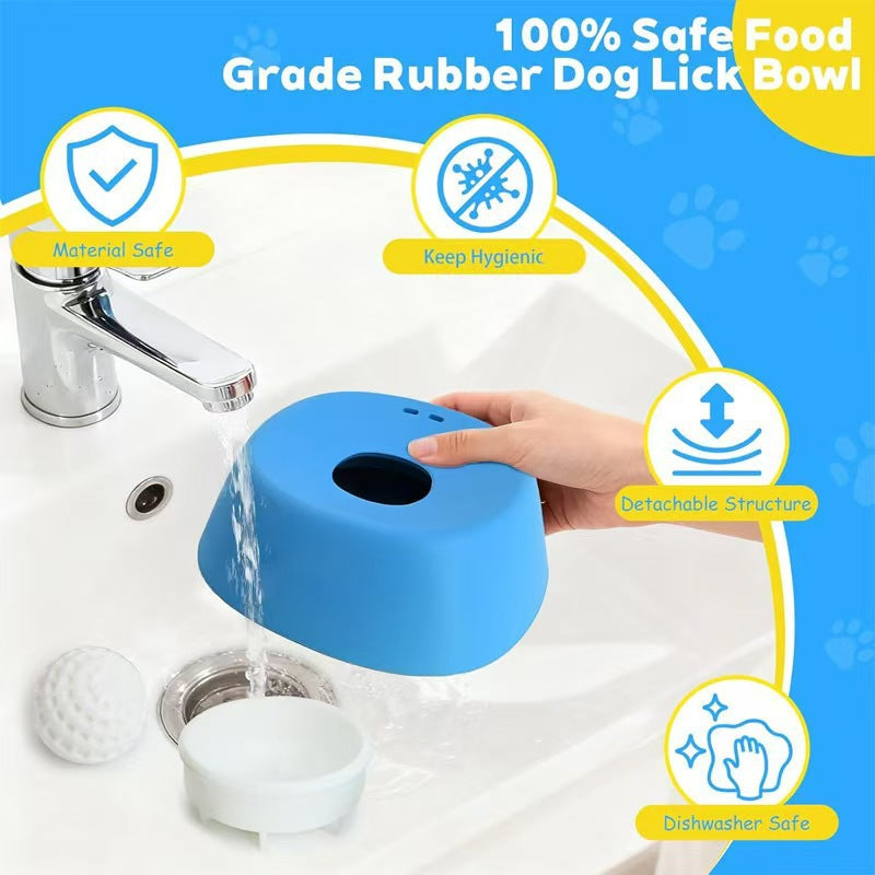 Blue bowl, orange ball Slow Feeding Dog Bowl with Built-In Rolling Ball – Anti-Spill Pet Lick Dish for Healthy Eating Habits - view 4