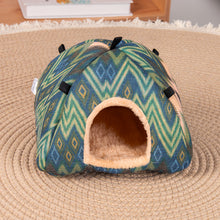 Ethnic-style canvas design Soft Shelter for Small Mammals – Hanging & Floor Use, Waterproof Surface, Easy Clean(Size: S)