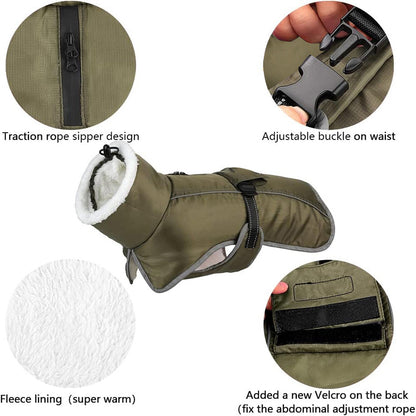 Blue Dog Winter Jacket – Warm, Windproof & Waterproof Pet Coat with Fleece Lining and Reflective Strips for Cold Weather(Size: XL) - view 3