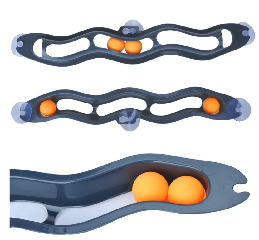 Black Cat Track Ball Toy – Wave-Shaped Wall Mount Puzzle for Indoor Cats, with Rolling Balls and Suction Cups - view 2