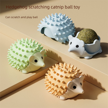 3-Pack Cat Hedgehog Lick Toys – Rotating Catnip Ball Scratcher with Adhesive Mount, ABS Self-Play Wall Toy in Green, Blue & Brown - view 2