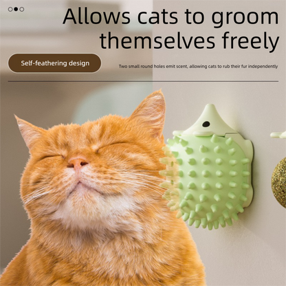 3-Pack Cat Hedgehog Lick Toys – Rotating Catnip Ball Scratcher with Adhesive Mount, ABS Self-Play Wall Toy in Green, Blue & Brown - view 5