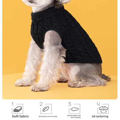 Grey Fall & Winter Pet Knit Sweater – Solid Color Cable Knit Turtleneck for Small Dogs, Soft Breathable Warm Clothing with 3D Fit Design, Ideal for Teddy, Poodle, and Bichon(Size: M) - view 4
