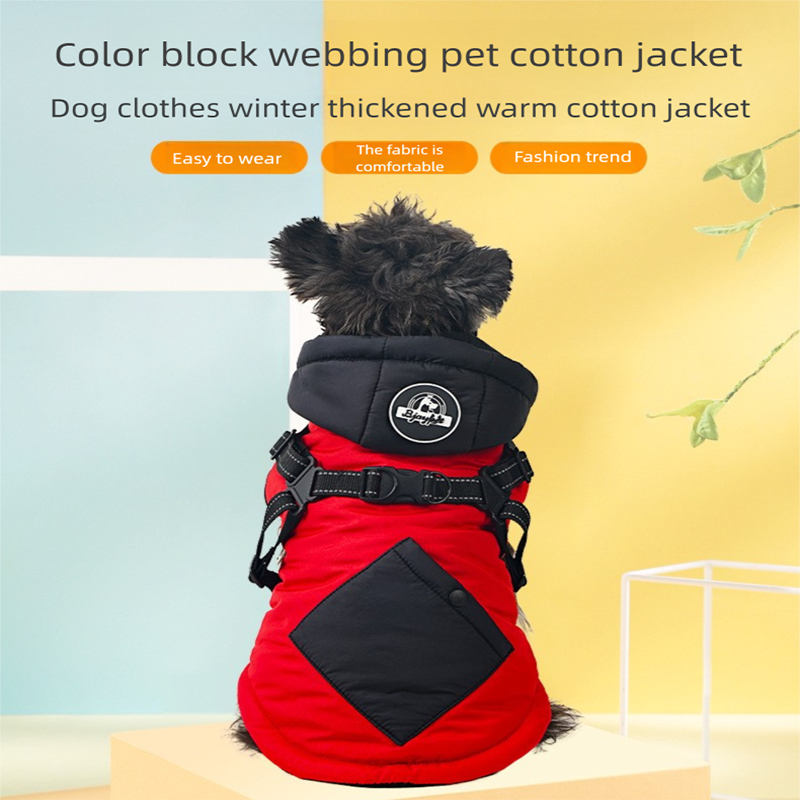 Green Thickened Winter Dog Coat with Reflective Strips – Waterproof, Windproof Pet Jacket for Small to Medium Dogs, Adjustable Fit with Detachable Leash Hook and Decorative Velcro Patch(Size: L) - view 2