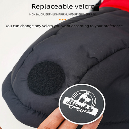 Red Thickened Winter Dog Coat with Reflective Strips – Waterproof, Windproof Pet Jacket for Small to Medium Dogs, Adjustable Fit with Detachable Leash Hook and Decorative Velcro Patch(Size: L) - view 3