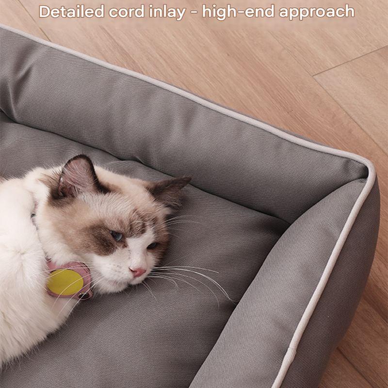 Pink Rectangular Pet Bed with Removable Cooling Mat – Durable 600D Oxford Fabric Dog & Cat Bed, High-Rebound PP Cotton Filling, Non-Slip Base, for Medium to Large Breeds, Includes Free Cooling Pad(Size:L) - view 5
