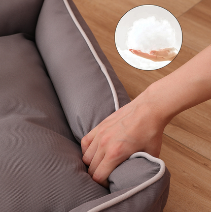 Light grey Rectangular Pet Bed with Removable Cooling Mat – Durable 600D Oxford Fabric Dog & Cat Bed, High-Rebound PP Cotton Filling, Non-Slip Base, for Medium to Large Breeds, Includes Free Cooling Pad(Size:L) - view 4