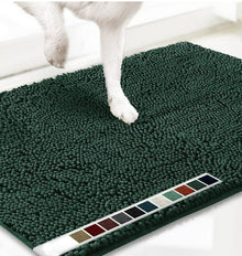 Dark green 50×80 cm Extra-Thick Chenille Floor Mat for Bathrooms and Pet Use – High-Density Absorbent, Non-Slip, Machine-Washable Rug for Dogs and Humans