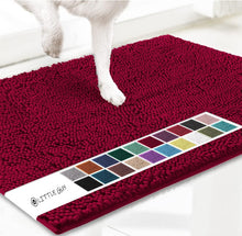 Deep red 50×80 cm Extra-Thick Chenille Floor Mat for Bathrooms and Pet Use – High-Density Absorbent, Non-Slip, Machine-Washable Rug for Dogs and Humans