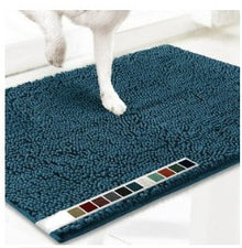 Atlantic Blue 50×80 cm Extra-Thick Chenille Floor Mat for Bathrooms and Pet Use – High-Density Absorbent, Non-Slip, Machine-Washable Rug for Dogs and Humans