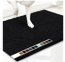 Black 50×80 cm Extra-Thick Chenille Floor Mat for Bathrooms and Pet Use – High-Density Absorbent, Non-Slip, Machine-Washable Rug for Dogs and Humans