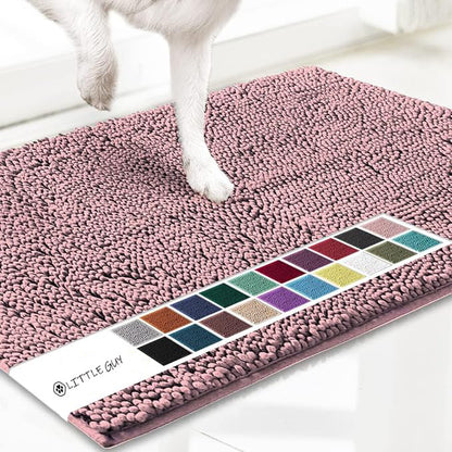 Pink 50×80 cm Extra-Thick Chenille Floor Mat for Bathrooms and Pet Use – High-Density Absorbent, Non-Slip, Machine-Washable Rug for Dogs and Humans