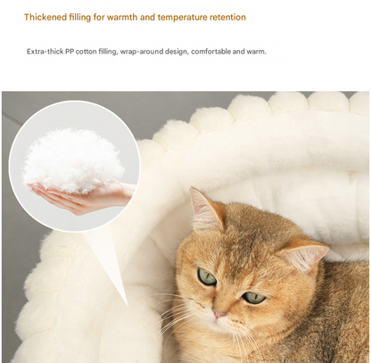 Coffee color Plush Round Pet Bed with Removable Cushion M Size, Thickened Warm Dog and Cat Nest for Small to Medium Pets, Cozy and Soft Sleeping Space for Home Use - view 4