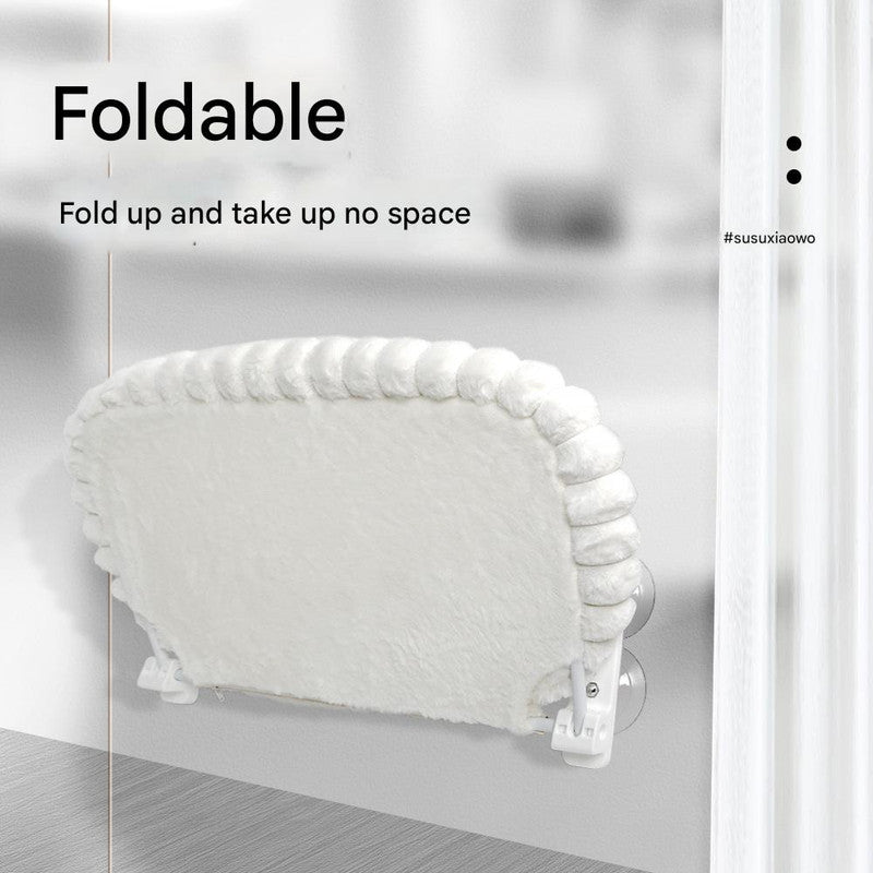 White Plush Cat Window Hammock with Strong Suction Cups, Faux Rabbit Fur Pet Bed for Cats and Small Dogs, Space-Saving Foldable Hanging Cat Perch for Sunbathing and Relaxation - view 4