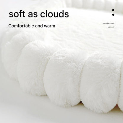 White Plush Cat Window Hammock with Strong Suction Cups, Faux Rabbit Fur Pet Bed for Cats and Small Dogs, Space-Saving Foldable Hanging Cat Perch for Sunbathing and Relaxation - view 5