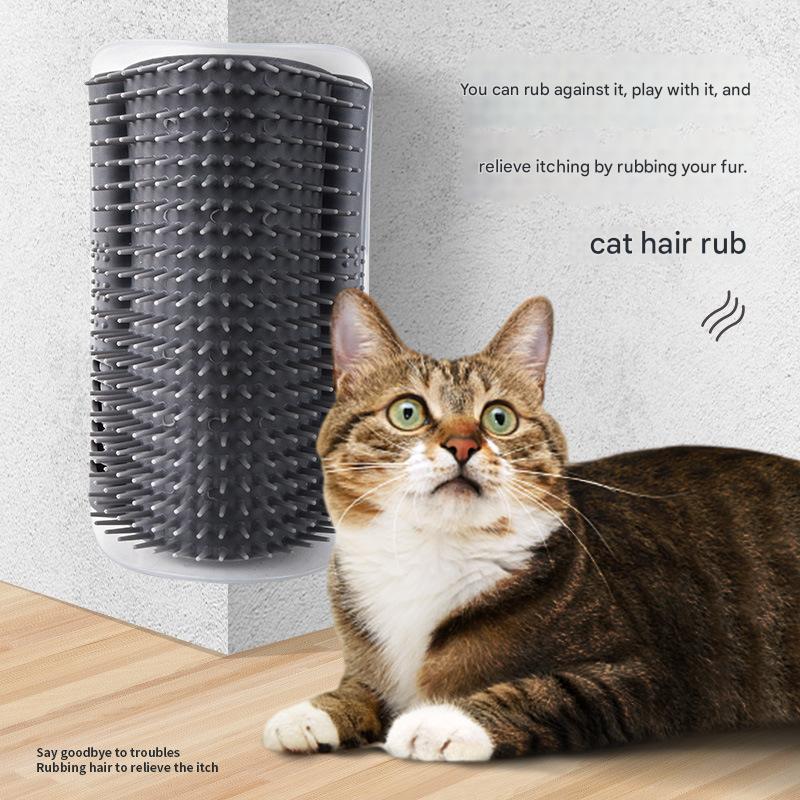 Pink Cat Corner Grooming Brush Set, 2-Piece Wall-Mounted Self-Groomer with Catnip, 288 & 314 Bristles, No-Shed Design for Scratching & Itch Relief, Large & Small Size Pet Grooming Tool - view 2