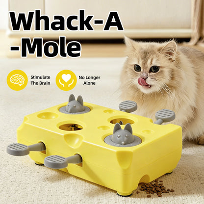 Yellow Cheese Whack-a-Mole Cat Toy – Interactive Treat Dispenser & Snack Reward Feeder for Indoor Cats, ABS Material with Non-Slip Base, Fun & Brain-Stimulating Puzzle Toy for Self-Entertainment - view 2