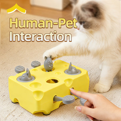 Yellow Cheese Whack-a-Mole Cat Toy – Interactive Treat Dispenser & Snack Reward Feeder for Indoor Cats, ABS Material with Non-Slip Base, Fun & Brain-Stimulating Puzzle Toy for Self-Entertainment - view 4