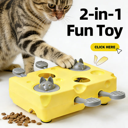 Yellow Cheese Whack-a-Mole Cat Toy – Interactive Treat Dispenser & Snack Reward Feeder for Indoor Cats, ABS Material with Non-Slip Base, Fun & Brain-Stimulating Puzzle Toy for Self-Entertainment - view 5