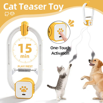 Electric Interactive Cat Teaser with Remote Control & Door Clip – Dual-Mode Swinging & Rotating Motion, Auto 15-Minute Play, Safe ABS Material, Includes 4 Tail Toys, for Cats & Small Pets - view 3