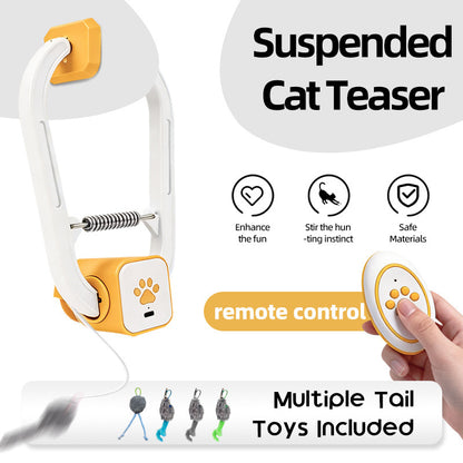Electric Interactive Cat Teaser with Remote Control & Door Clip – Dual-Mode Swinging & Rotating Motion, Auto 15-Minute Play, Safe ABS Material, Includes 4 Tail Toys, for Cats & Small Pets - view 4