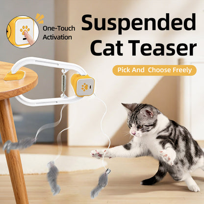 Electric Interactive Cat Teaser with Remote Control & Door Clip – Dual-Mode Swinging & Rotating Motion, Auto 15-Minute Play, Safe ABS Material, Includes 4 Tail Toys, for Cats & Small Pets - view 5