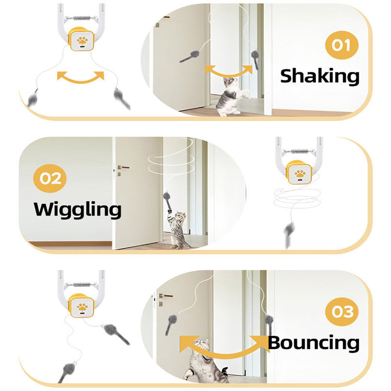 Electric Interactive Cat Teaser with Remote Control & Door Clip – Dual-Mode Swinging & Rotating Motion, Auto 15-Minute Play, Safe ABS Material, Includes 4 Tail Toys, for Cats & Small Pets - view 7