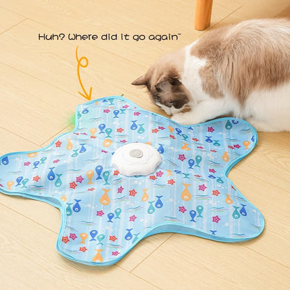 Automatic Cat Hunting Game Mat with 360° Teaser Wand, USB-C Rechargeable Interactive Pet Toy for Indoor Cats, Self-Entertainment Hide-and-Seek Play Mat, Durable Fabric & ABS Construction(Five-pointed star, beige) - view 5