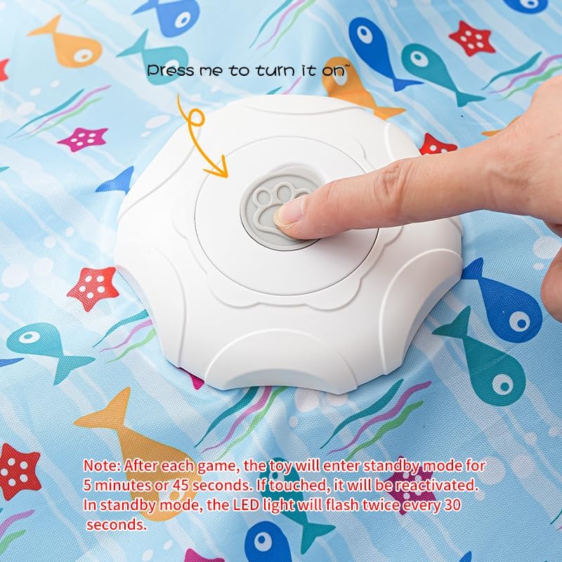 Automatic Cat Hunting Game Mat with 360° Teaser Wand, USB-C Rechargeable Interactive Pet Toy for Indoor Cats, Self-Entertainment Hide-and-Seek Play Mat, Durable Fabric & ABS Construction(Five-pointed star, beige) - view 6