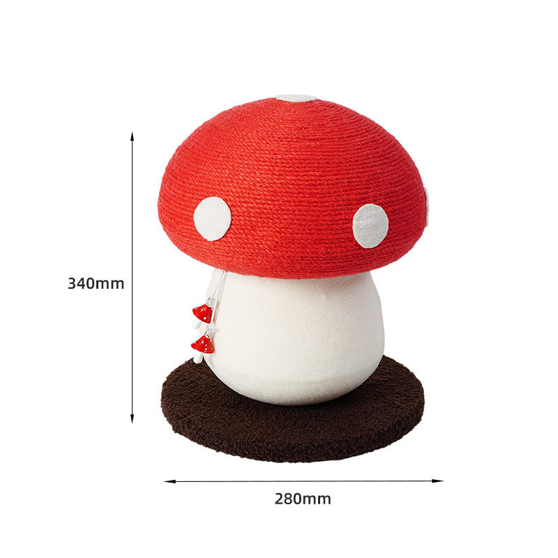 Red Mushroom Cat Tree with Sisal Scratching Post - Large Vertical Cat Climber, Durable Scratch-Resistant Design with Hanging Toys, Stylish Home Decor for Indoor Cats(340mmx280mm)
