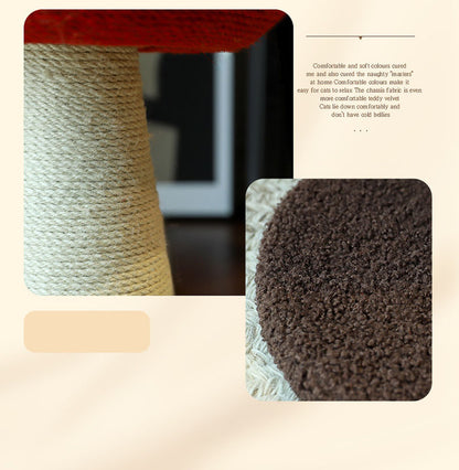 Red Mushroom Cat Tree with Sisal Scratching Post - Large Vertical Cat Climber, Durable Scratch-Resistant Design with Hanging Toys, Stylish Home Decor for Indoor Cats(340mmx280mm) - view 5