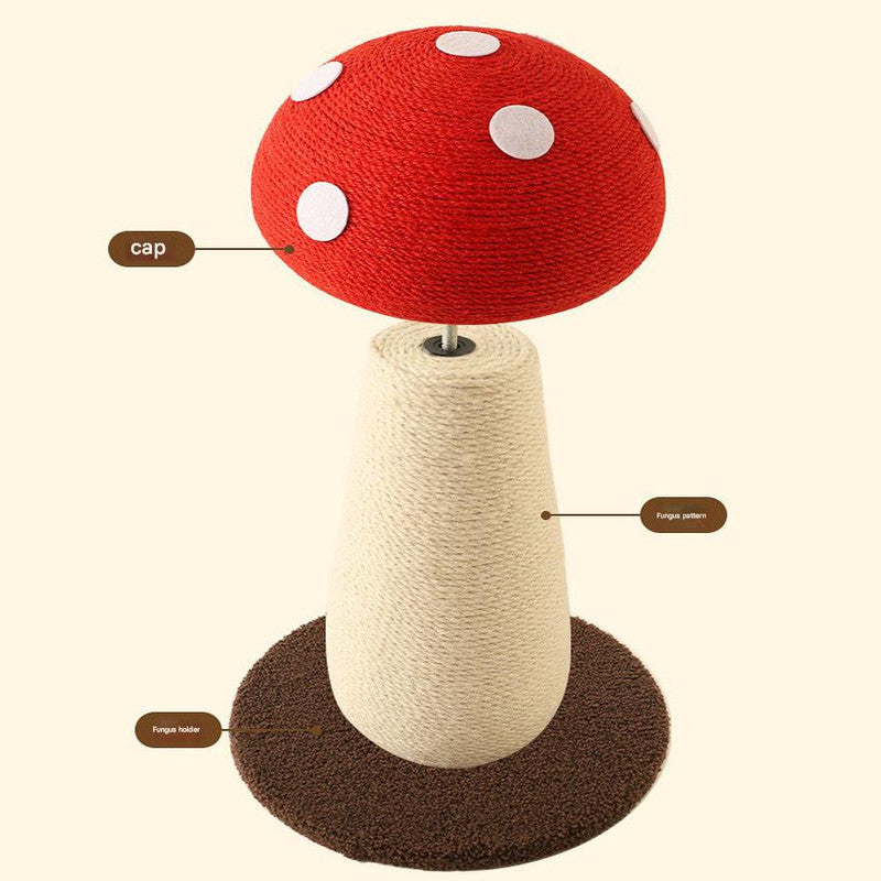 Red Mushroom Cat Tree with Sisal Scratching Post - Large Vertical Cat Climber, Durable Scratch-Resistant Design with Hanging Toys, Stylish Home Decor for Indoor Cats(340mmx280mm) - view 6