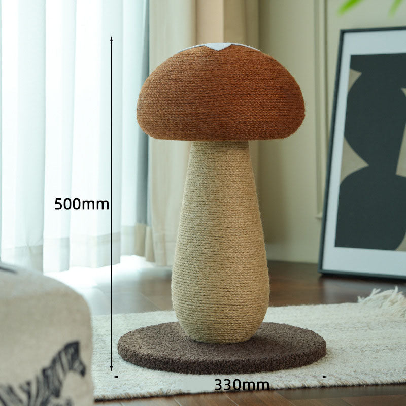 Brown Mushroom Cat Tree with Sisal Scratching Post - Large Vertical Cat Climber, Durable Scratch-Resistant Design with Hanging Toys, Stylish Home Decor for Indoor Cats(500mmx330mm)