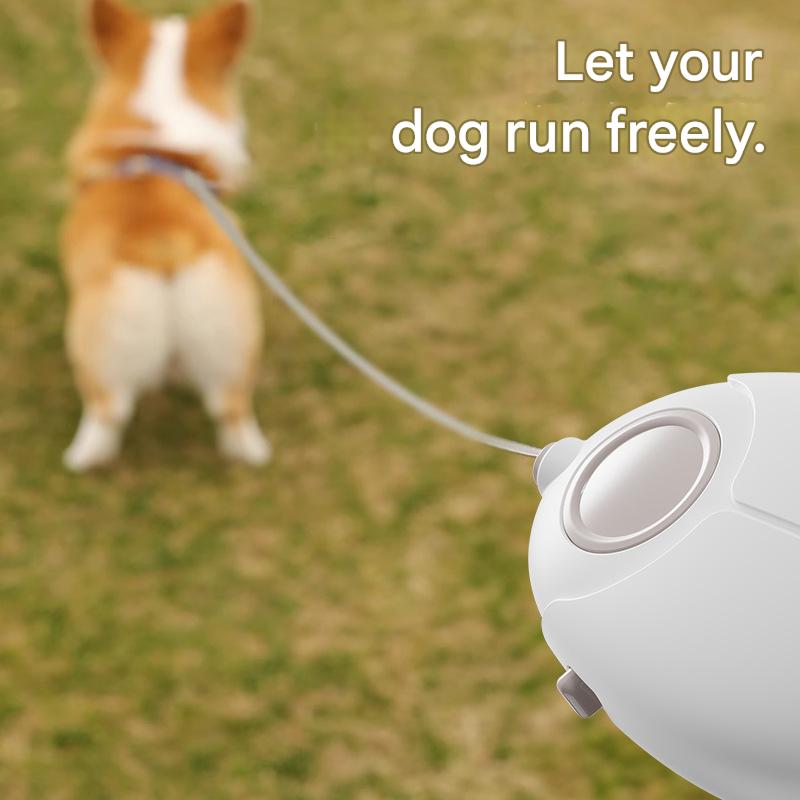 White Retractable Dog Leash with Luminous Rope 3M Anti-Tangle Automatic Extension Pet Walking Rope for Small to Medium Dogs Comfortable Grip and Lightweight Wrist Strap for Night Walks - view 2