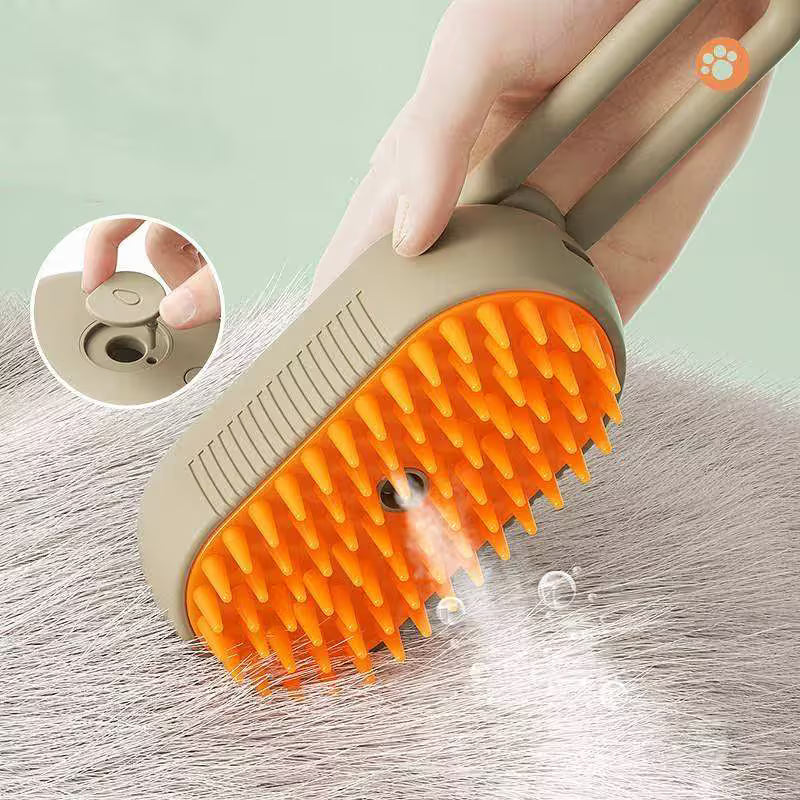 2 Pieces Khaki Pet Electric Spray Massage Comb for Dogs and Cats 3-in-1 Steam Grooming Brush for De-shedding and Waterless Cleaning Solution for Local Pet Owners - view 2
