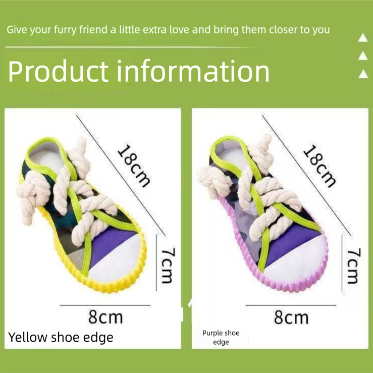 Yellow Squeaky Canvas Shoe Dog Toy - Durable Realistic Sneaker Design for Chewing and Teething, Interactive Boredom Buster with Built-in Squeaker, Daily Play and Training Solution for Pets - view 5