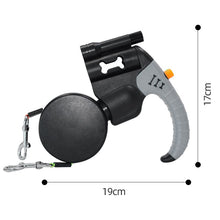 Black Dual Retractable Dog Leash - Tangle-Free 360 Degree Rotation - Built-in LED Flashlight, Individual Brake and Lock System for Two Dogs, Safety for Night Walking and Outdoor Training